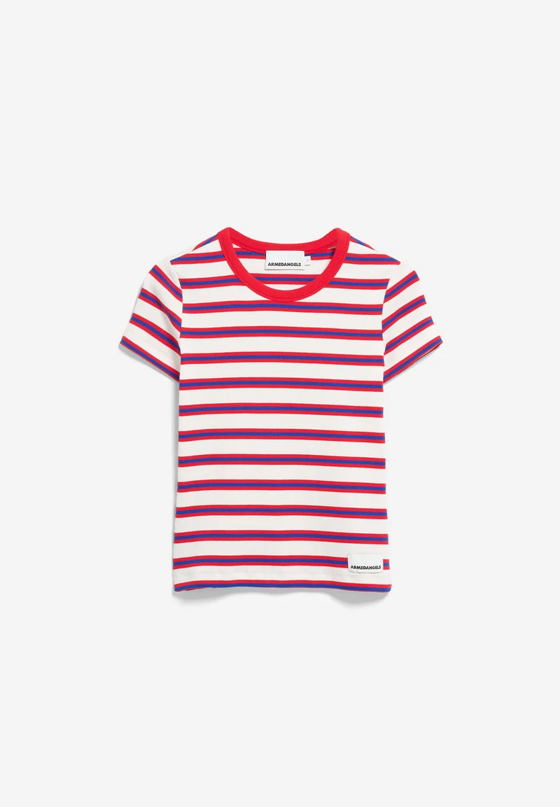 KARDAA GESTREIFTES RIPP-T-SHIRT | light oatmilk-mars red-dynamo blue