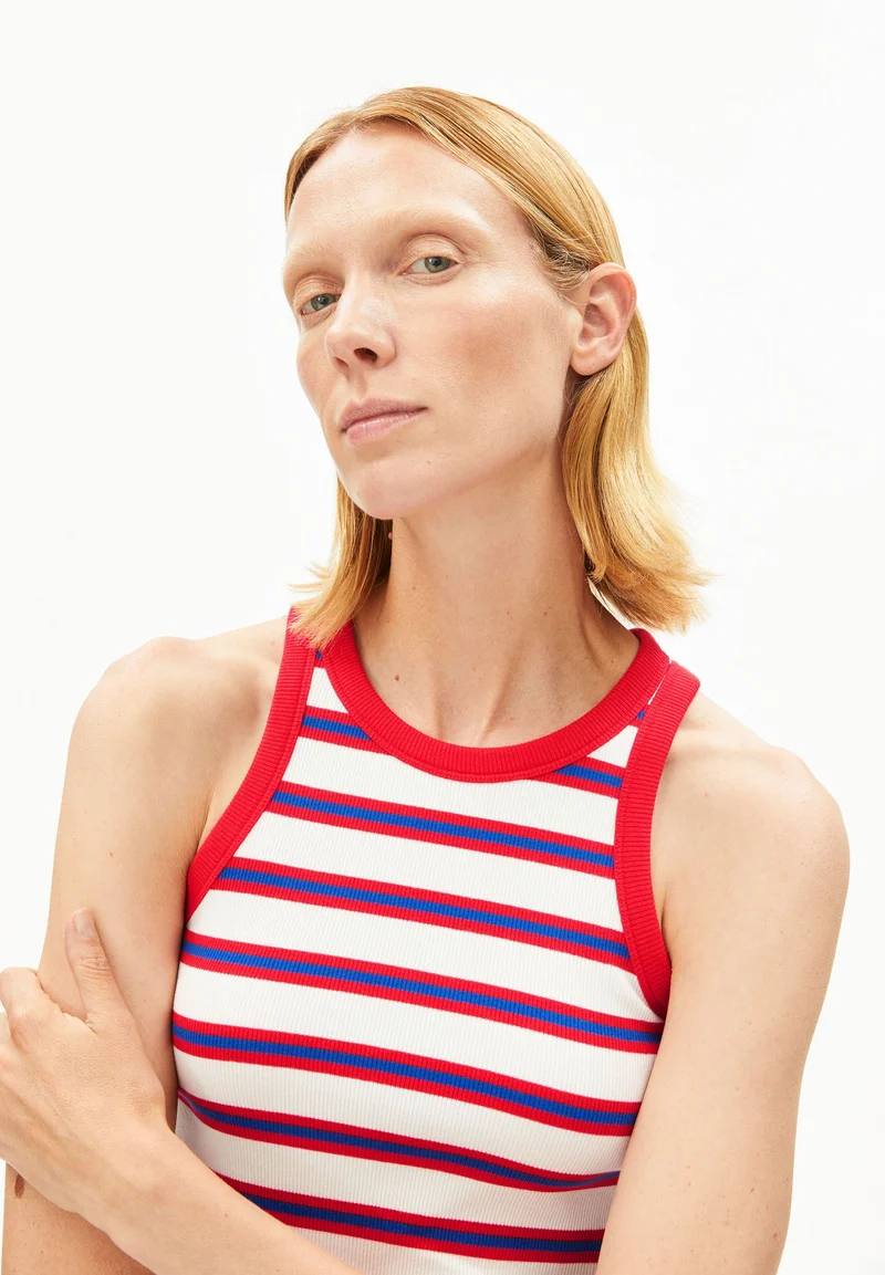 KANITAA GESTREIFTES TOP | light oatmilk-mars red-dynamo blue