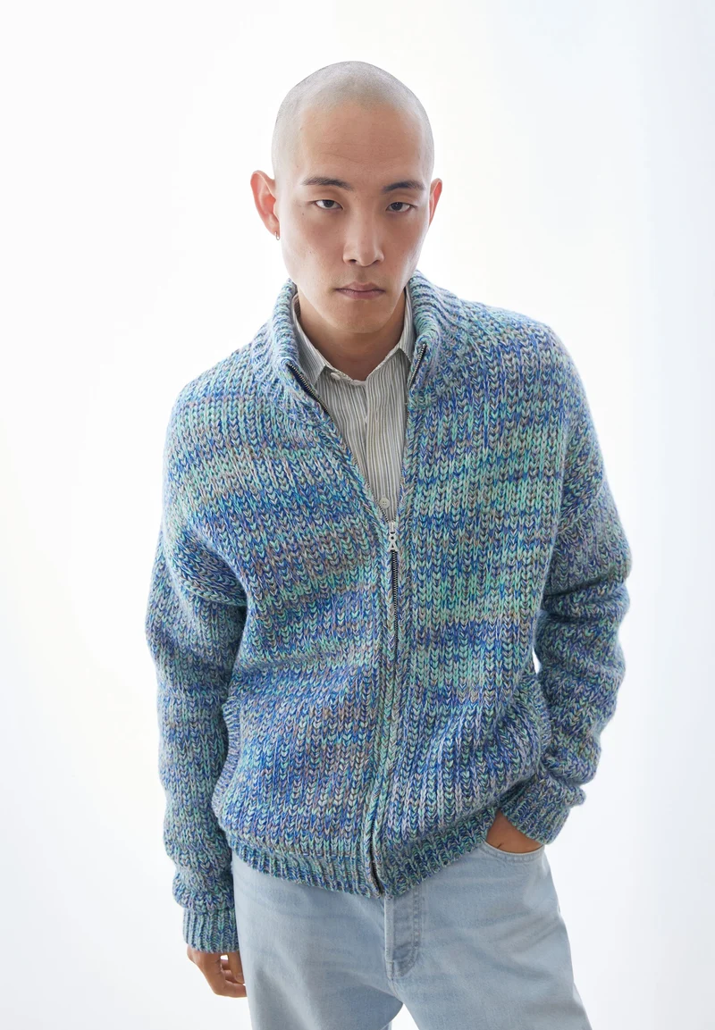 UN-WASTED TROYER-STRICKJACKE | smart lilac-apple neon-dynamo blue