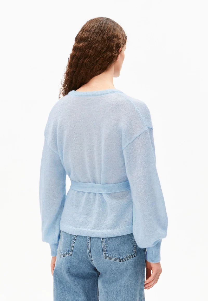 MOHAIR-MIX WICKELSTRICKJACKE | blue glow