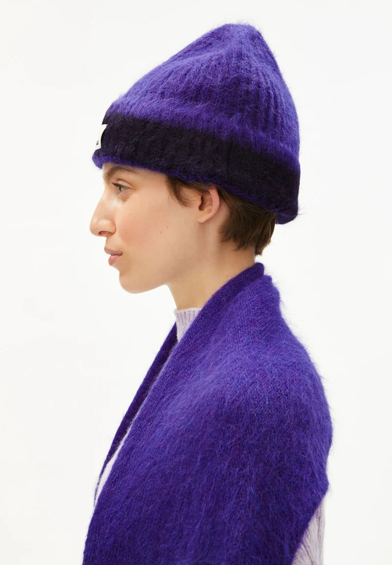 JUPILAA STRIPED UN-WASTED MÜTZE | indigo lilac-night sky