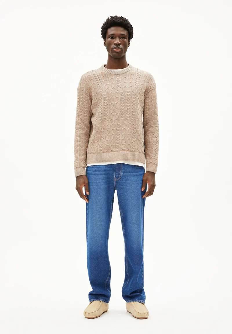 DAAKO STRICKPULLOVER | silver melange tweed-true camel