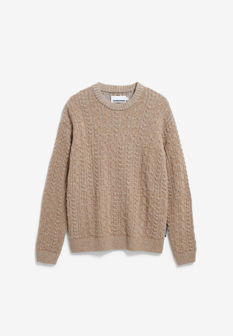 DAAKO STRICKPULLOVER | silver melange tweed-true camel