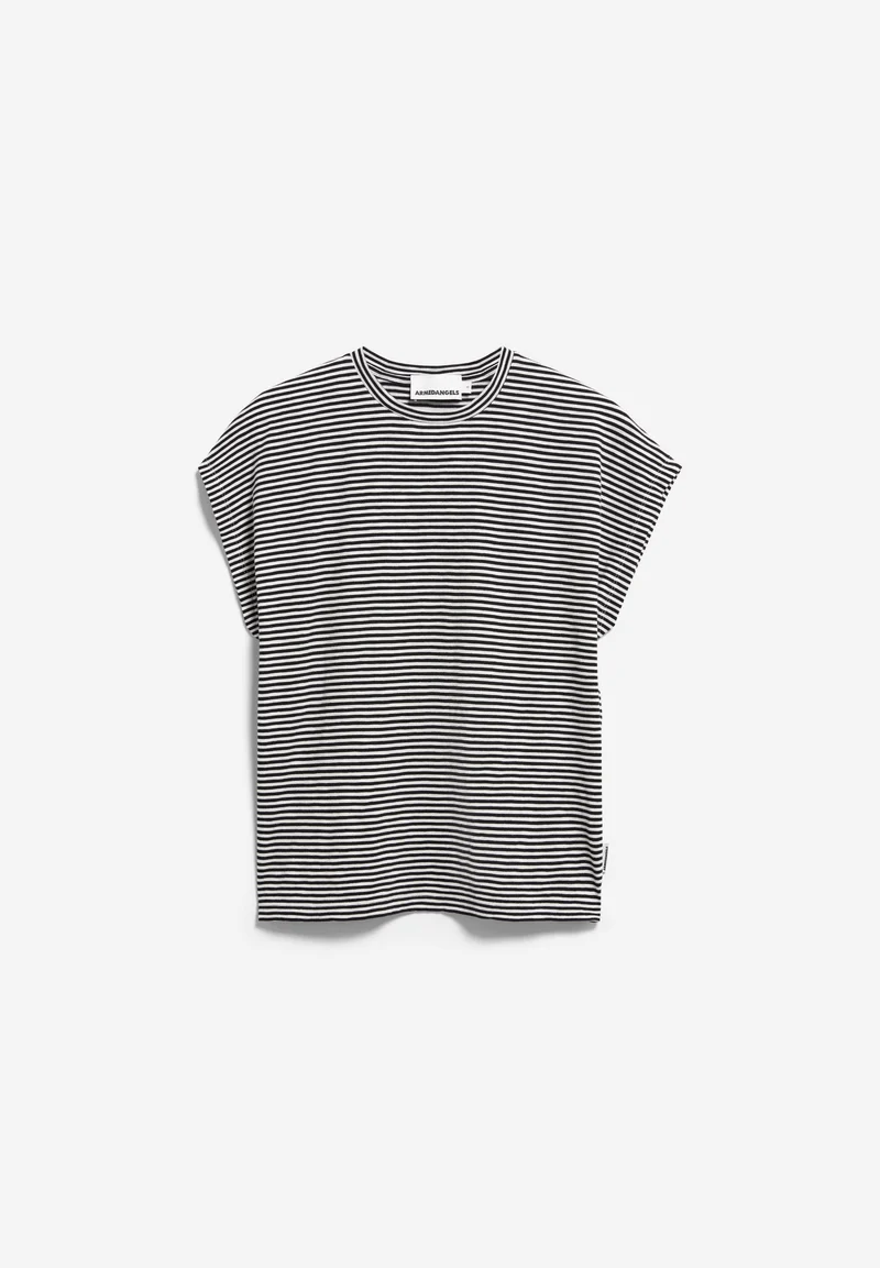 SLUB JERSEY GESTREIFTES T-SHIRT | black-oatmilk