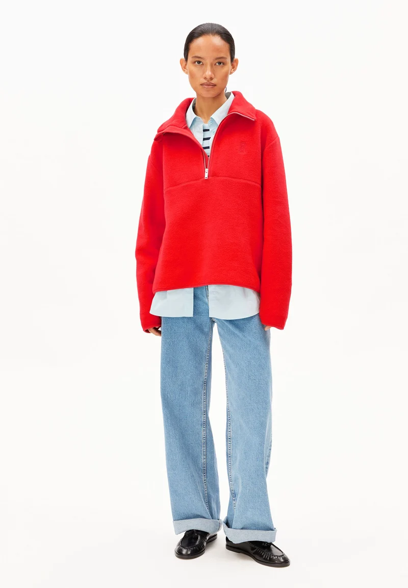 HAARLEENAA BAUMWOLL-FLEECE | mars red