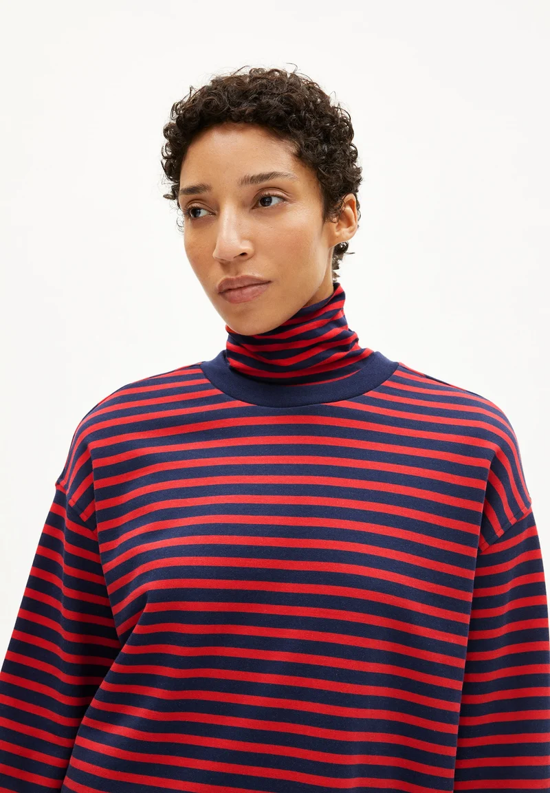 FRANKAA MAARLEN GESTREIFTES SWEATSHIRT | tinted navy-candy apple