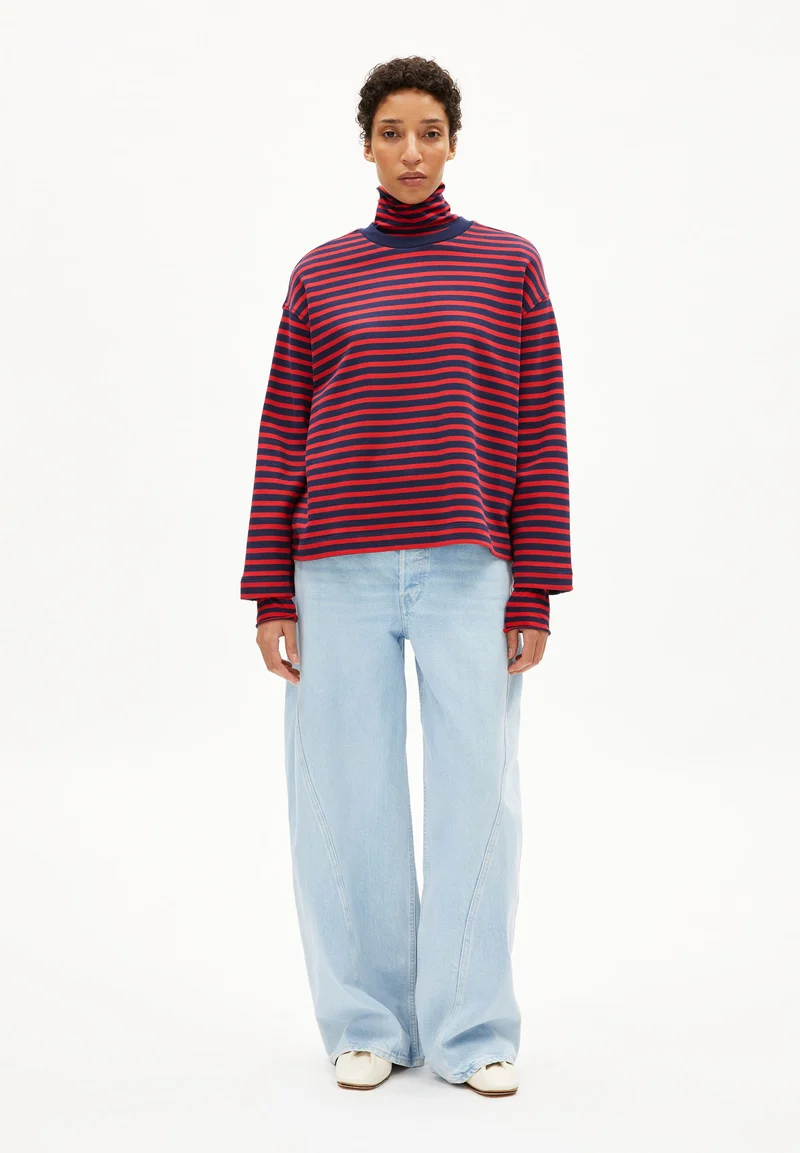 FRANKAA MAARLEN GESTREIFTES SWEATSHIRT | tinted navy-candy apple