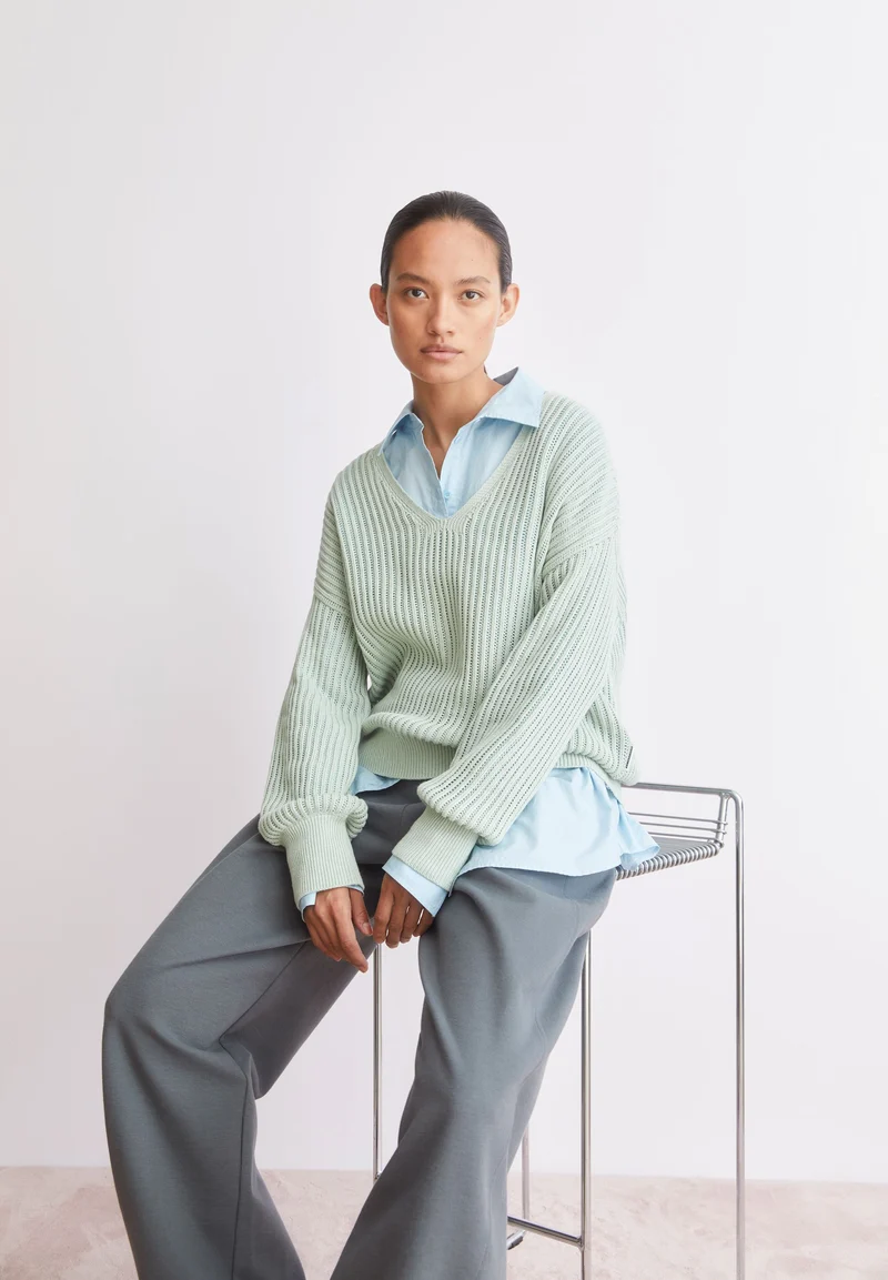 LEINEN-MIX STRICKPULLOVER | foam