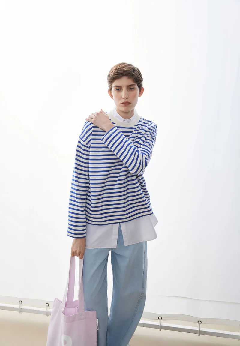 FRANKAA MAARLEN GESTREIFTES SWEATSHIRT | undyed-dynamo blue