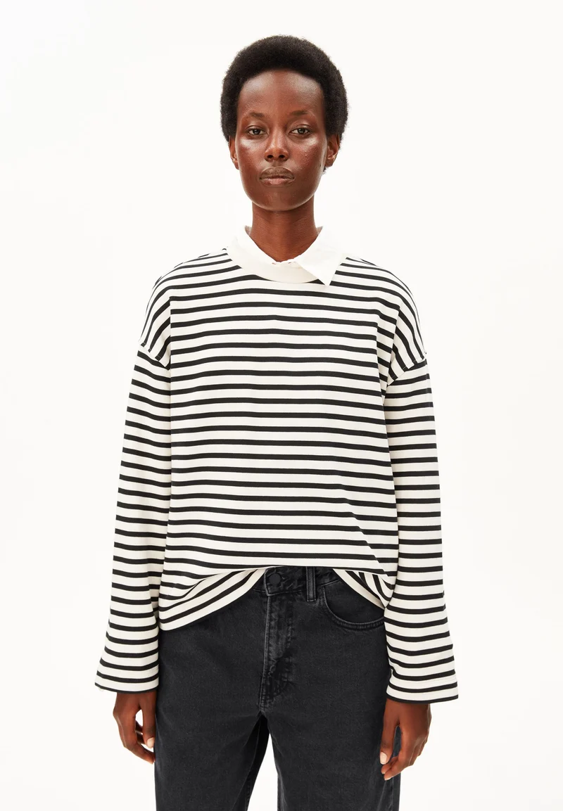 FRANKAA MAARLEN GESTREIFTES SWEATSHIRT | undyed-black