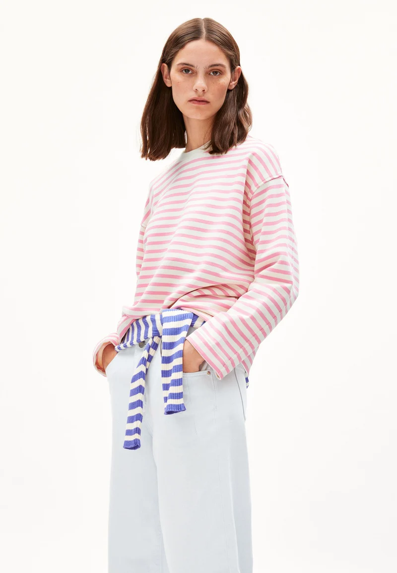 FRANKAA MAARLEN GESTREIFTES SWEATSHIRT | raspberry pink-undyed