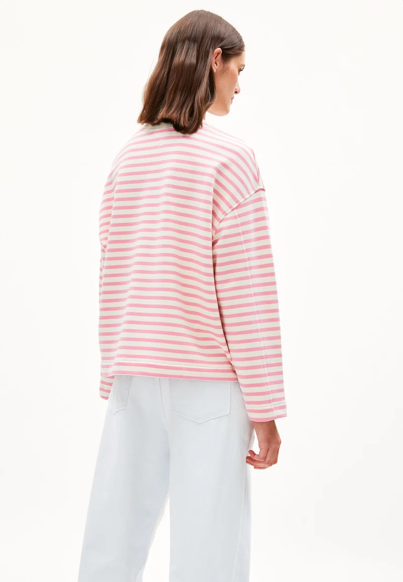 FRANKAA MAARLEN GESTREIFTES SWEATSHIRT | raspberry pink-undyed