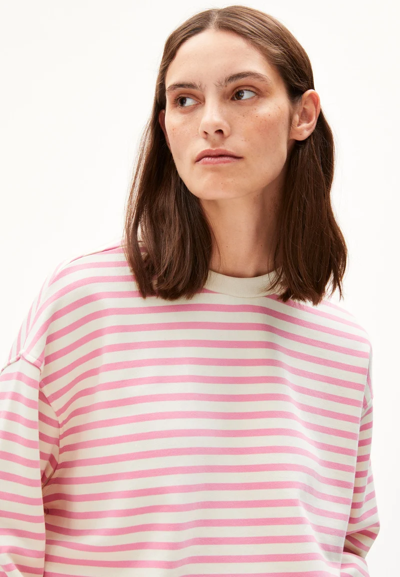 FRANKAA MAARLEN GESTREIFTES SWEATSHIRT | raspberry pink-undyed