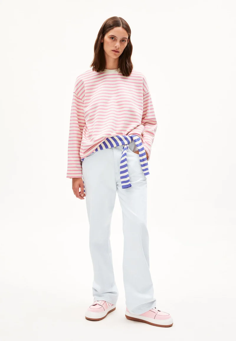 FRANKAA MAARLEN GESTREIFTES SWEATSHIRT | raspberry pink-undyed