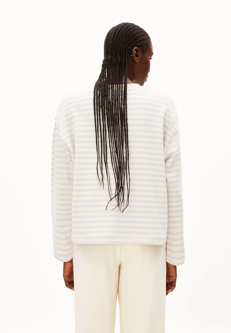 FRANKAA MAARLEN GESTREIFTES SWEATSHIRT | morning sky-undyed