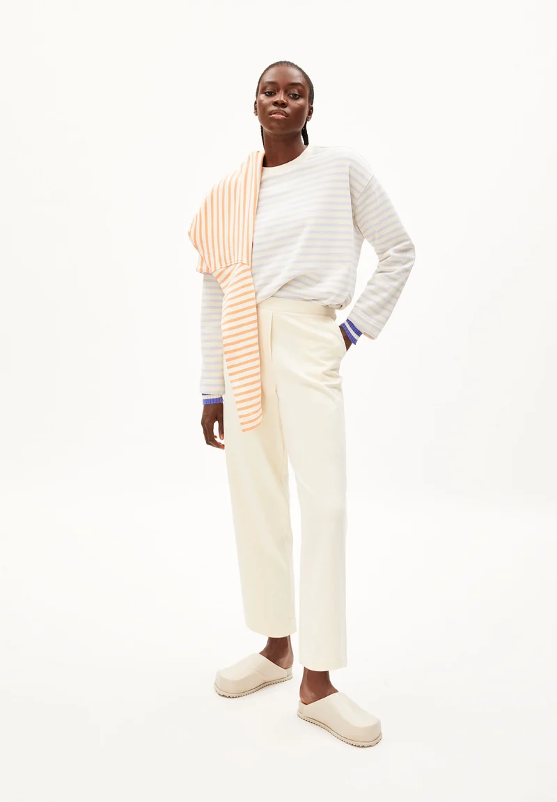 FRANKAA MAARLEN GESTREIFTES SWEATSHIRT | morning sky-undyed