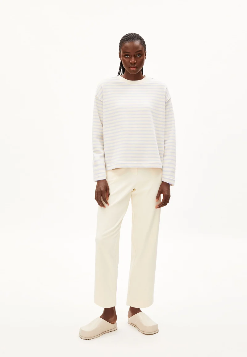 FRANKAA MAARLEN GESTREIFTES SWEATSHIRT | morning sky-undyed