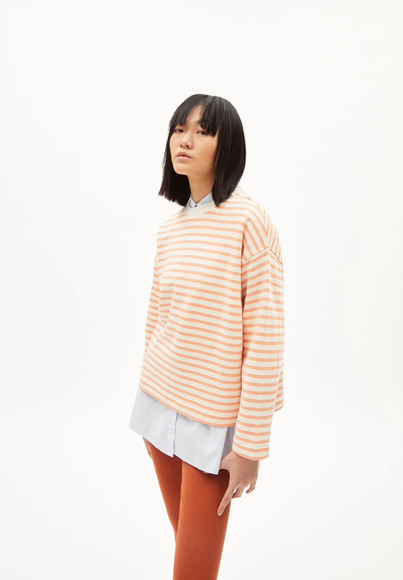 FRANKAA MAARLEN GESTREIFTES SWEATSHIRT | warm peach-undyed