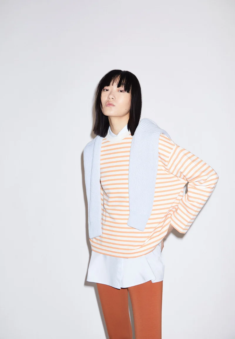 FRANKAA MAARLEN GESTREIFTES SWEATSHIRT | warm peach-undyed