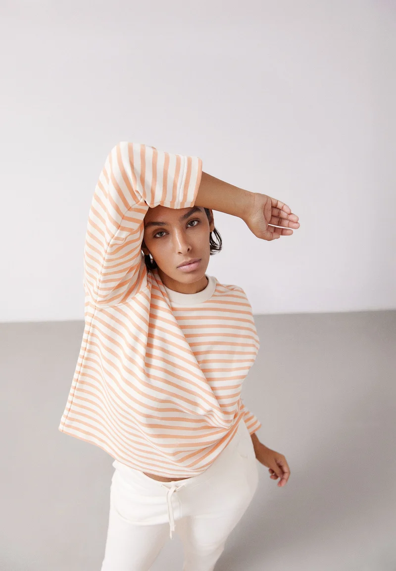 FRANKAA MAARLEN GESTREIFTES SWEATSHIRT | warm peach-undyed