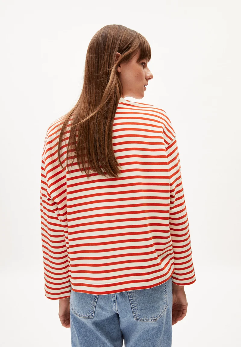 FRANKAA MAARLEN GESTREIFTES SWEATSHIRT | emergency red-undyed