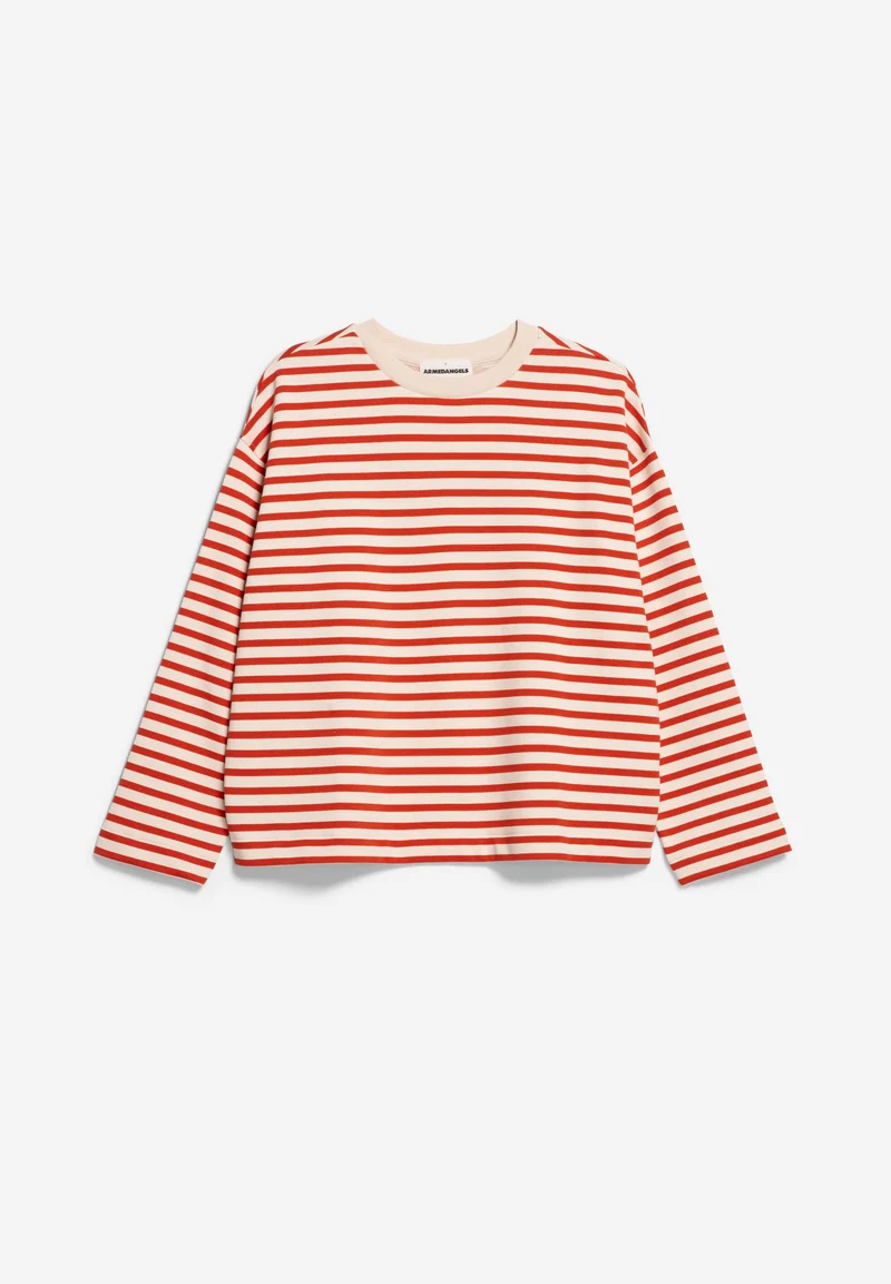 FRANKAA MAARLEN GESTREIFTES SWEATSHIRT | emergency red-undyed