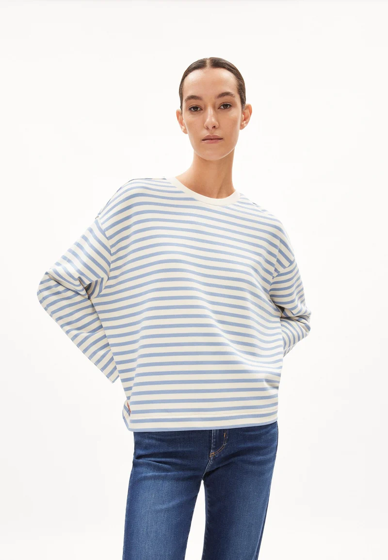FRANKAA MAARLEN GESTREIFTES SWEATSHIRT | iceberg blue-undyed