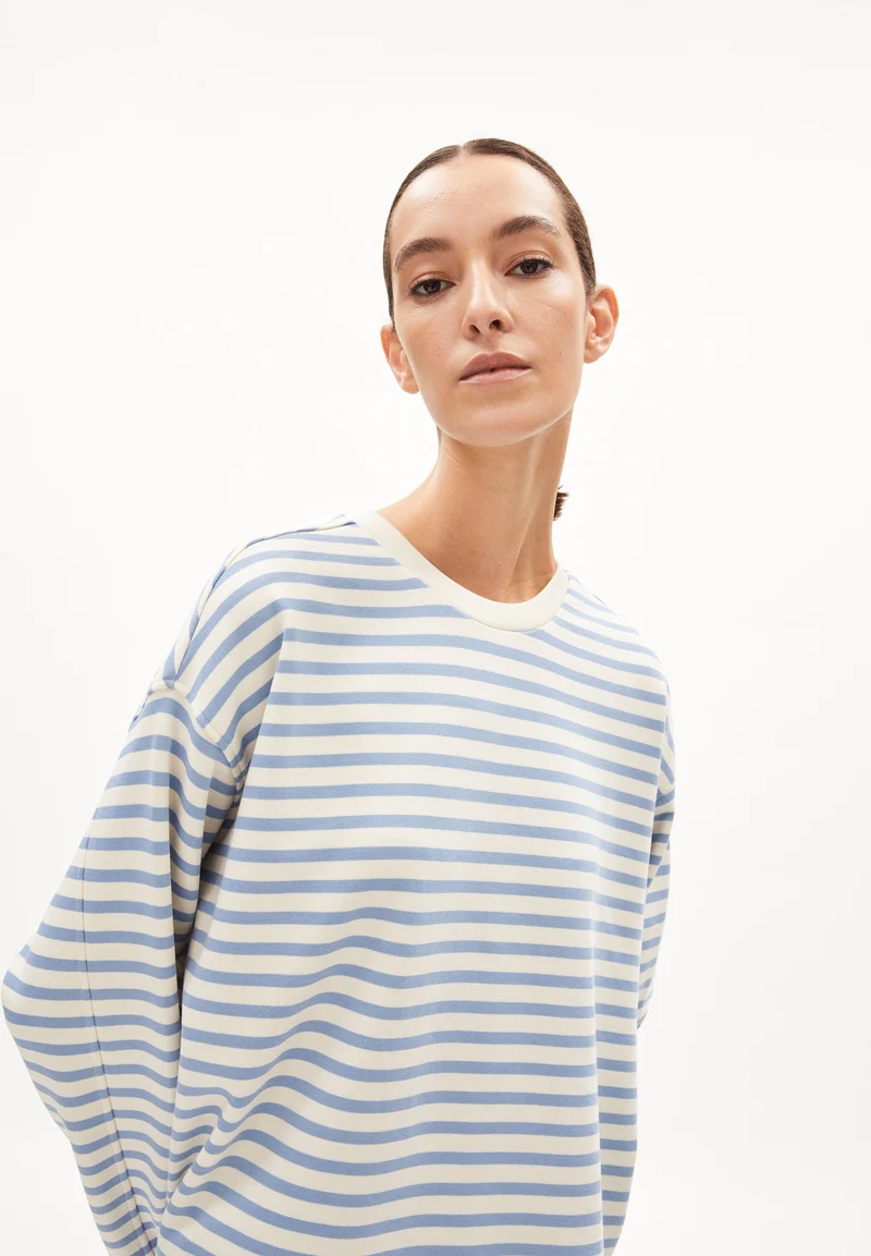 FRANKAA MAARLEN GESTREIFTES SWEATSHIRT | iceberg blue-undyed