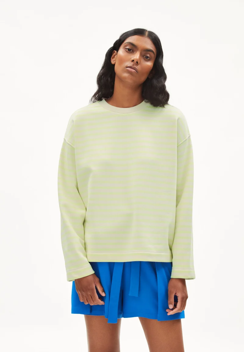 FRANKAA MAARLEN GESTREIFTES SWEATSHIRT | light lime-undyed