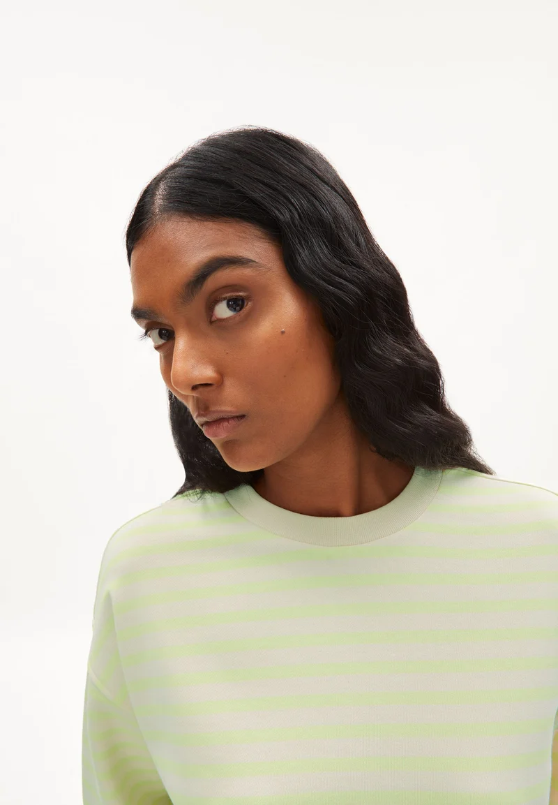FRANKAA MAARLEN GESTREIFTES SWEATSHIRT | light lime-undyed