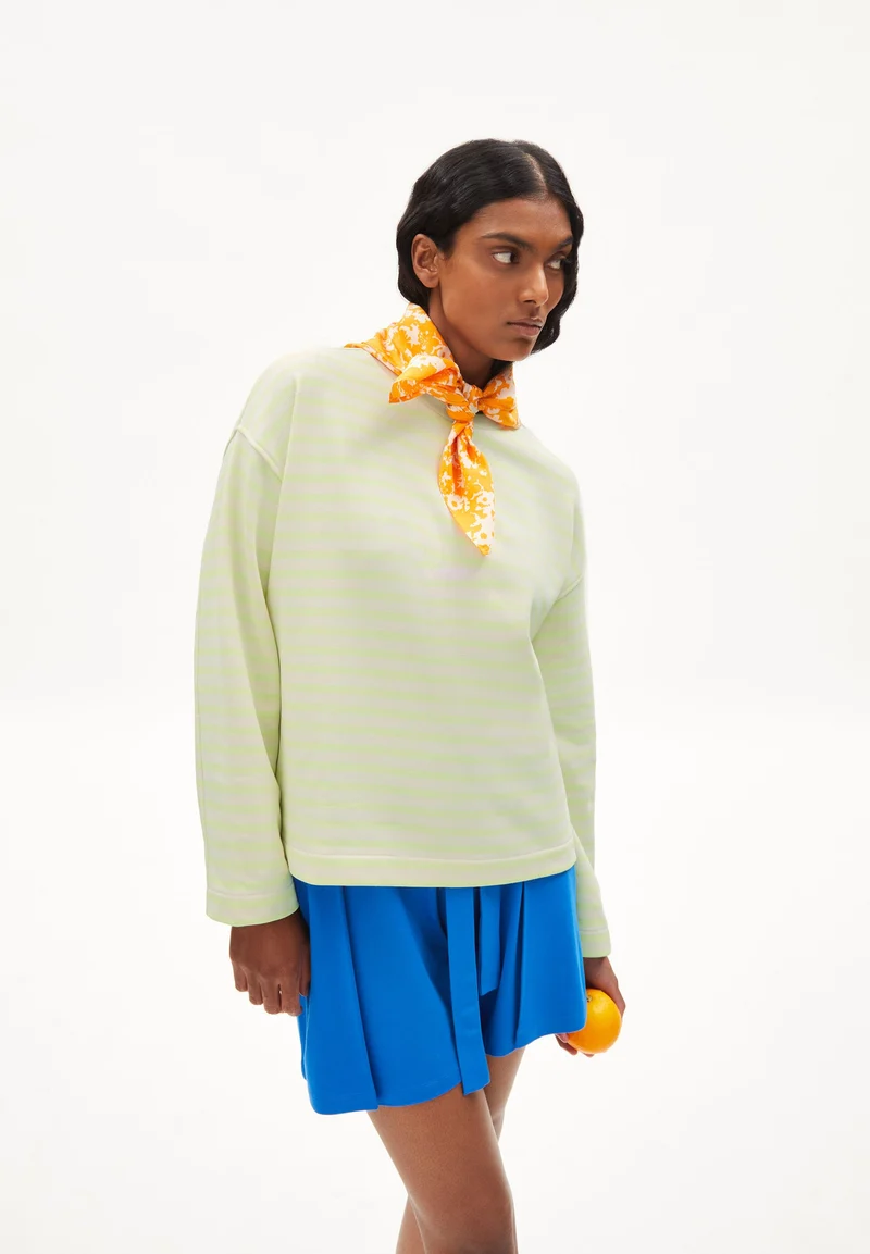 FRANKAA MAARLEN GESTREIFTES SWEATSHIRT | light lime-undyed