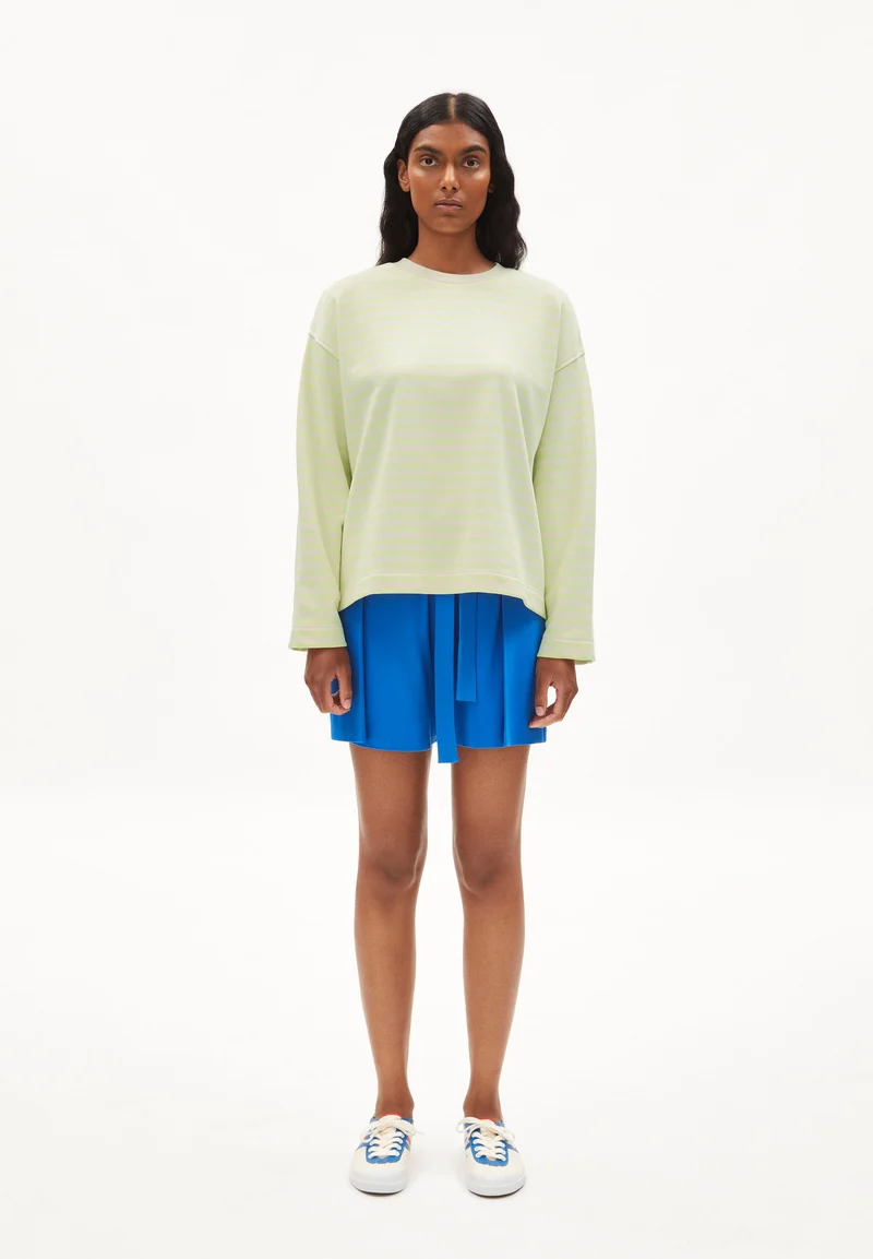 FRANKAA MAARLEN GESTREIFTES SWEATSHIRT | light lime-undyed
