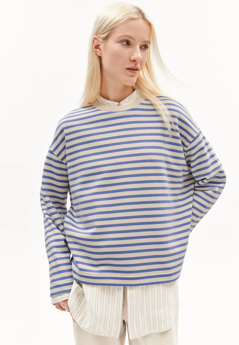 FRANKAA MAARLEN GESTREIFTES SWEATSHIRT | blue bloom-undyed