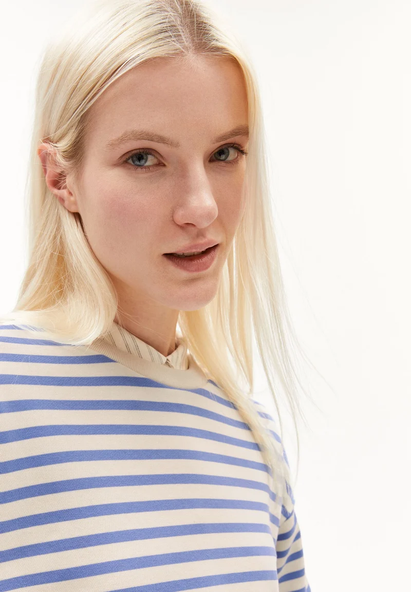 FRANKAA MAARLEN GESTREIFTES SWEATSHIRT | blue bloom-undyed