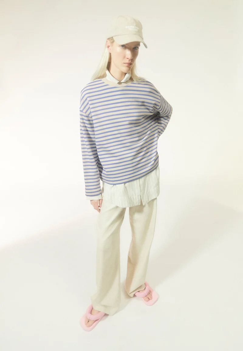FRANKAA MAARLEN GESTREIFTES SWEATSHIRT | blue bloom-undyed