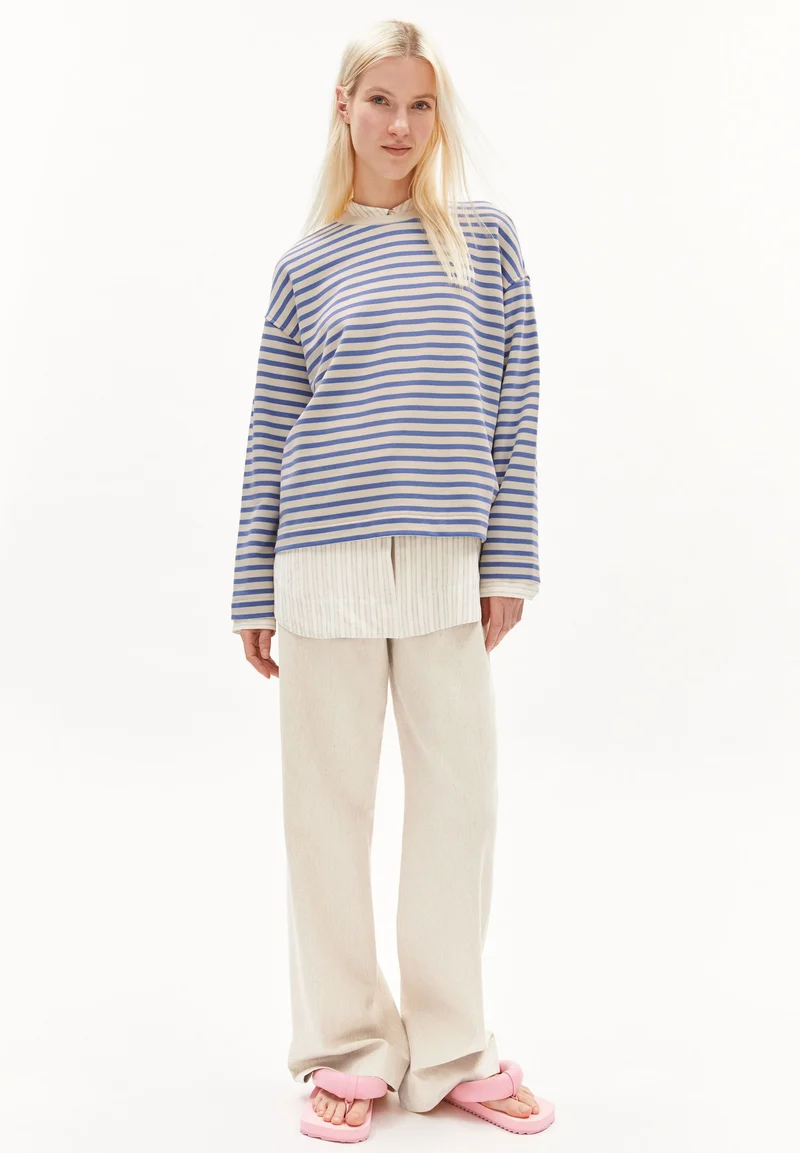 FRANKAA MAARLEN GESTREIFTES SWEATSHIRT | blue bloom-undyed