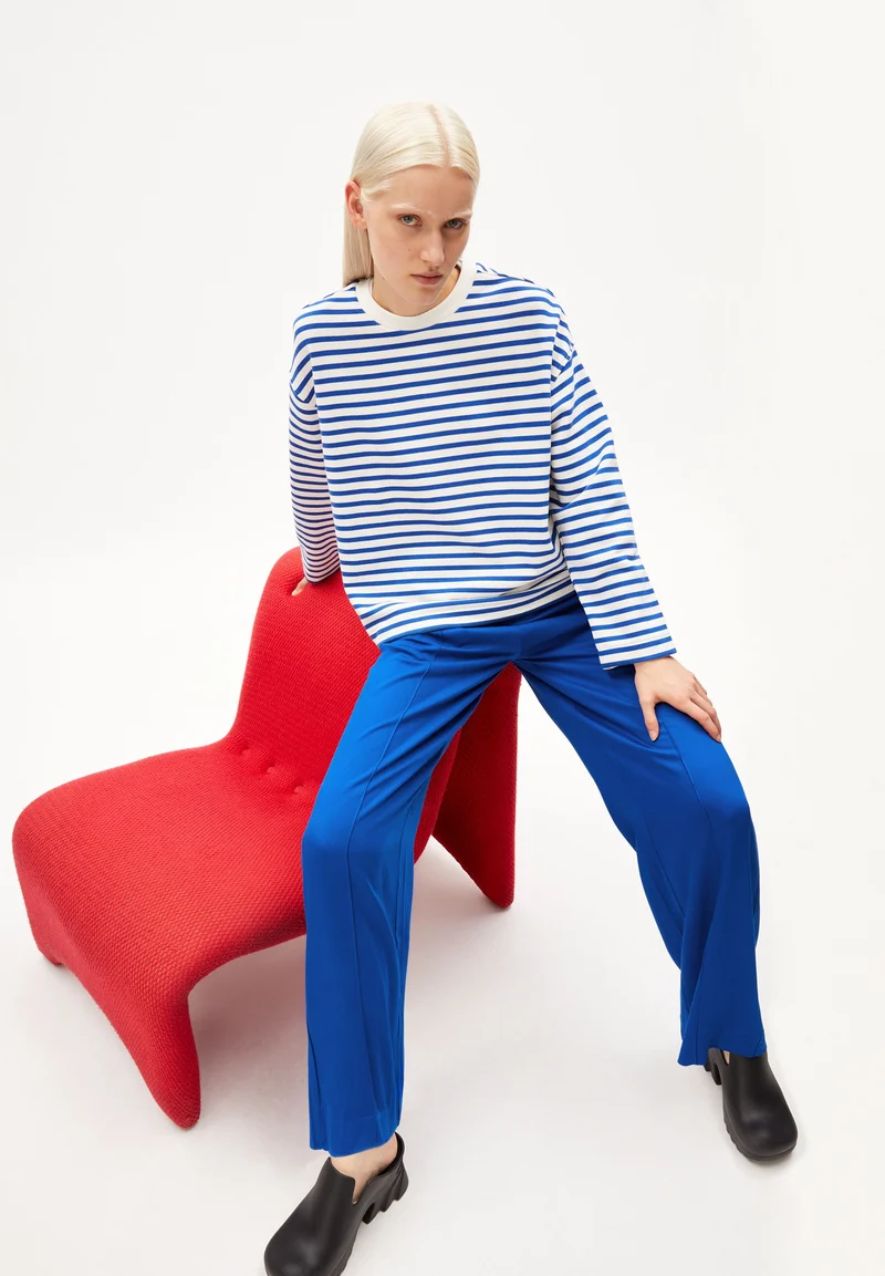 FRANKAA MAARLEN GESTREIFTES SWEATSHIRT | dynamo blue-undyed