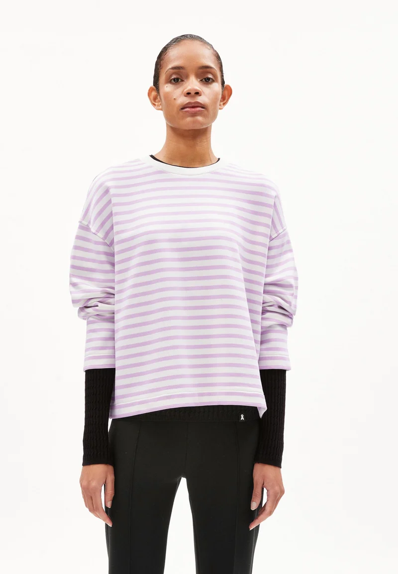 FRANKAA MAARLEN GESTREIFTES SWEATSHIRT | lavender light-undyed