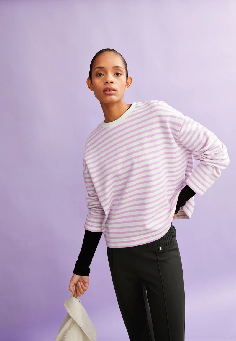 FRANKAA MAARLEN GESTREIFTES SWEATSHIRT | lavender light-undyed