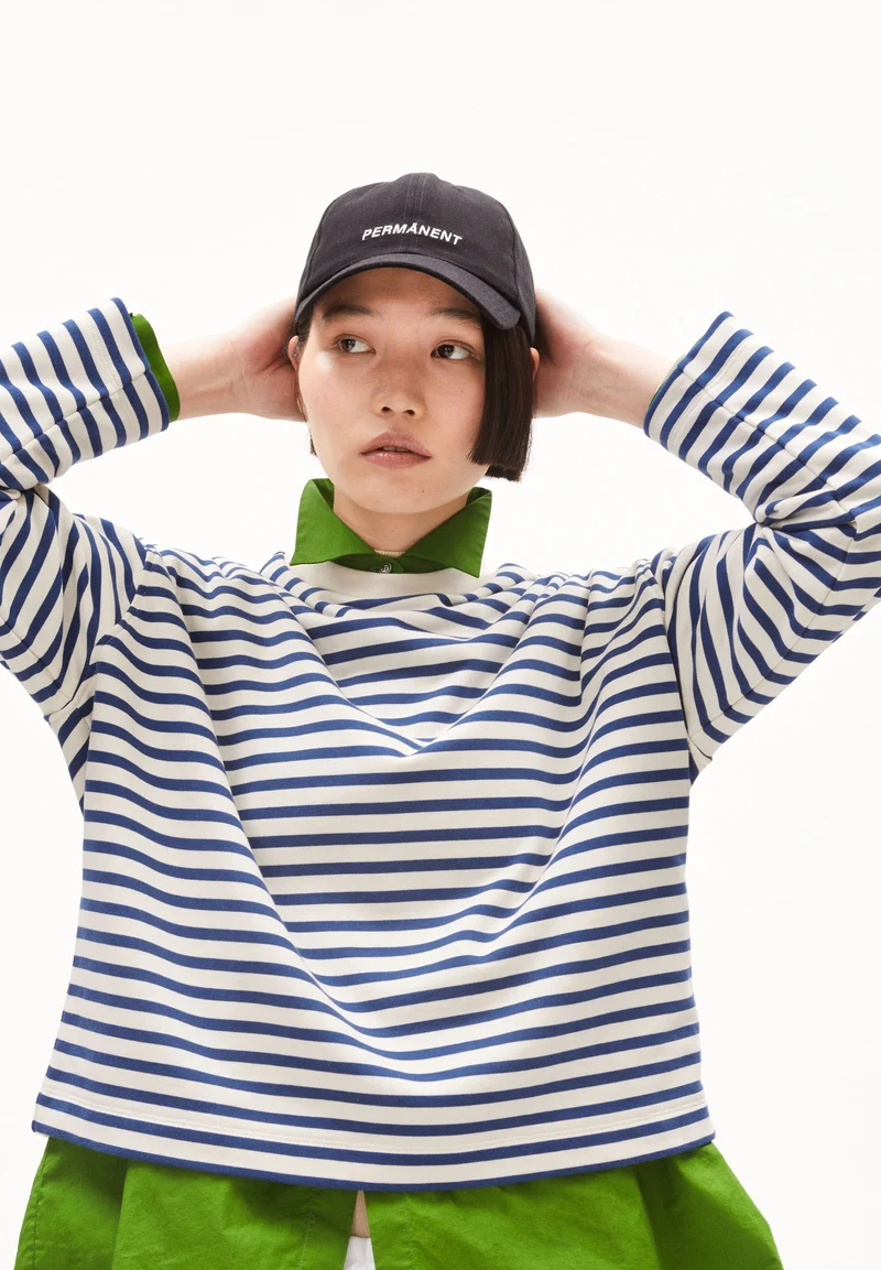 FRANKAA MAARLEN GESTREIFTES SWEATSHIRT | undyed-faded indigo
