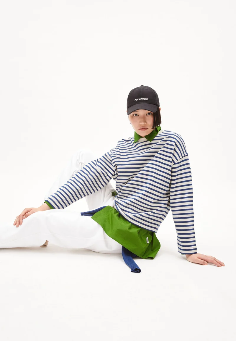 FRANKAA MAARLEN GESTREIFTES SWEATSHIRT | undyed-faded indigo