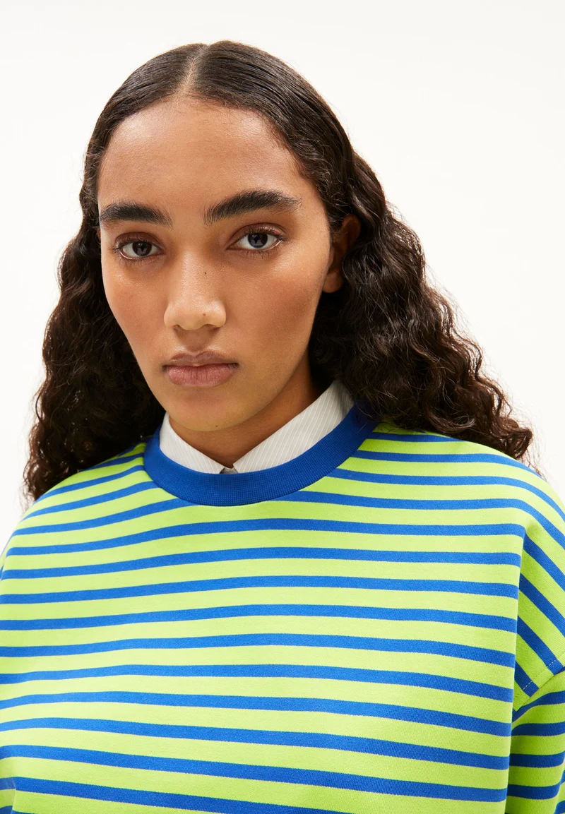 FRANKAA MAARLEN GESTREIFTES SWEATSHIRT | super lime-dynamo blue