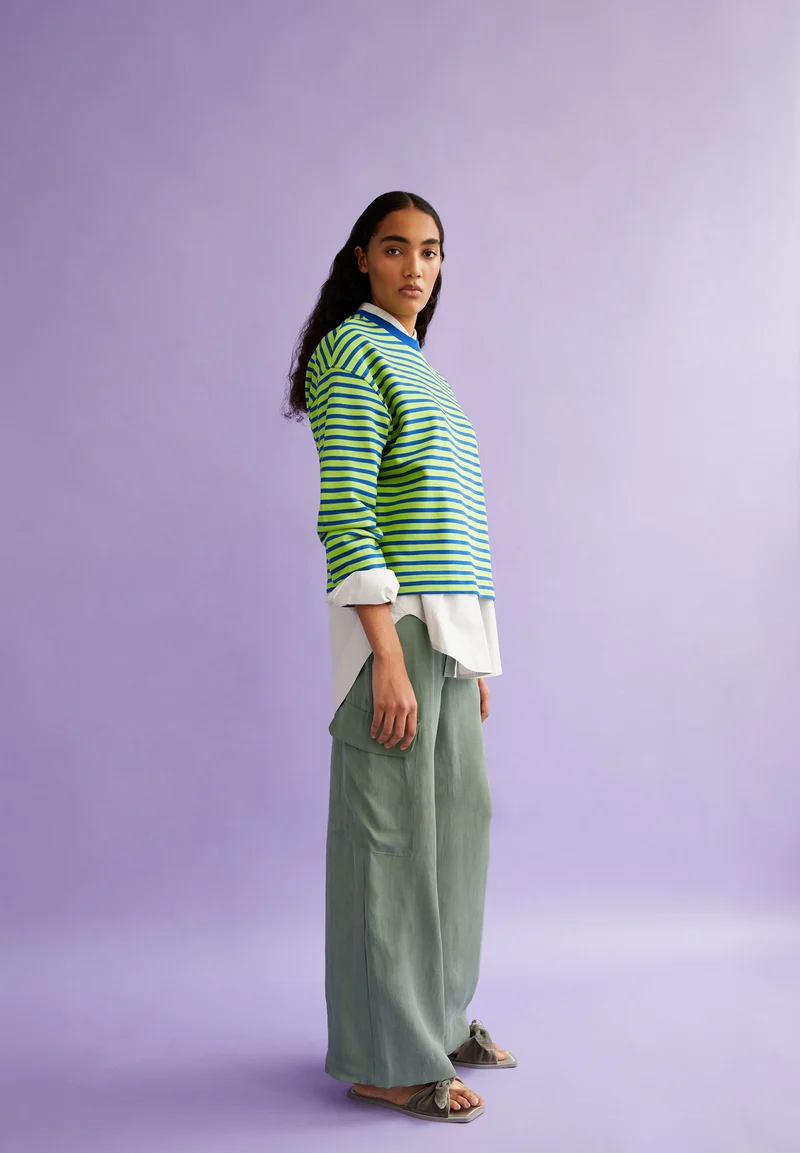 FRANKAA MAARLEN GESTREIFTES SWEATSHIRT | super lime-dynamo blue