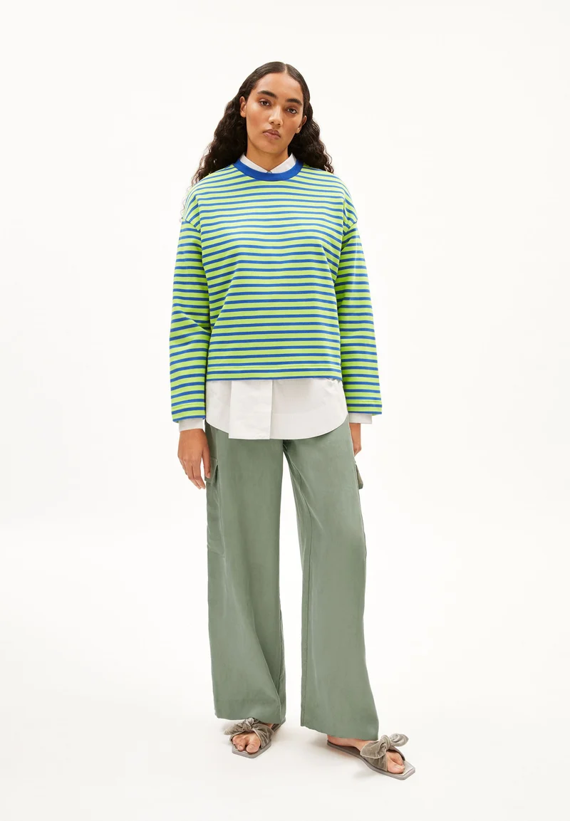 FRANKAA MAARLEN GESTREIFTES SWEATSHIRT | super lime-dynamo blue