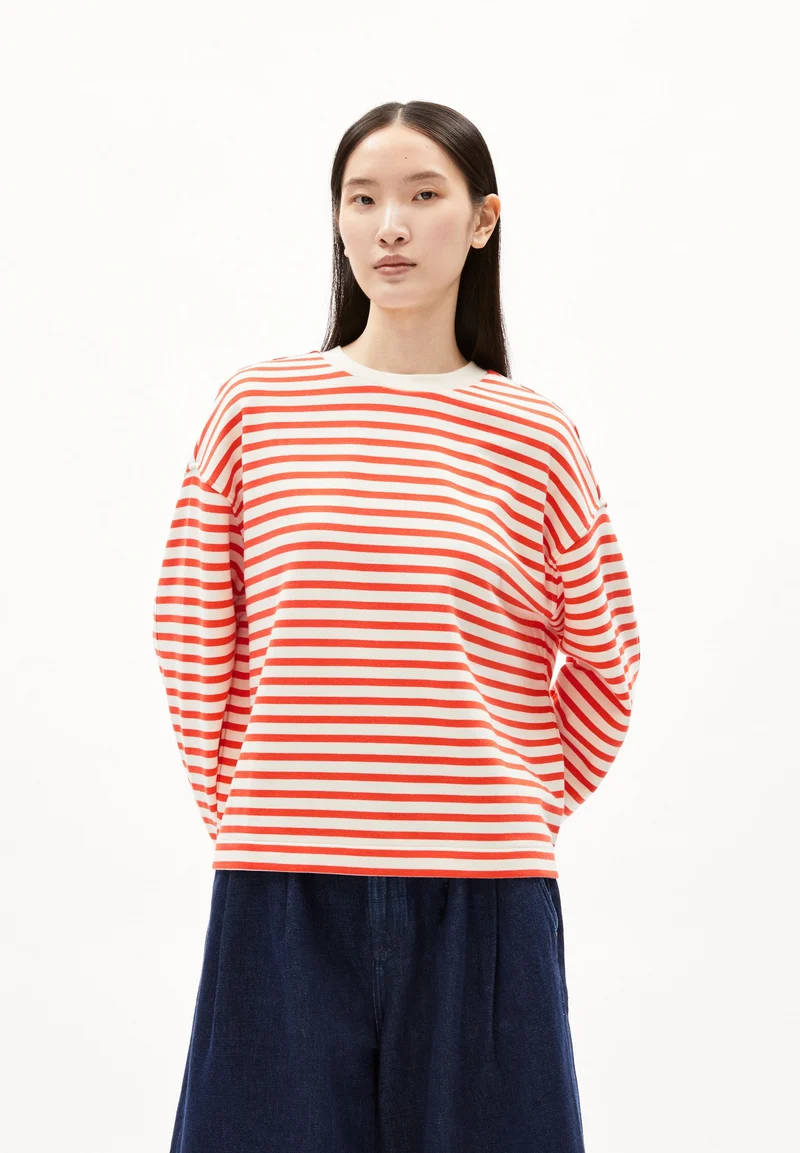 FRANKAA MAARLEN GESTREIFTES SWEATSHIRT | poppy red-undyed