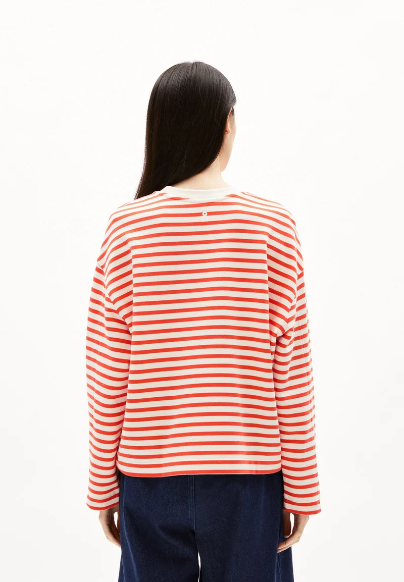 FRANKAA MAARLEN GESTREIFTES SWEATSHIRT | poppy red-undyed