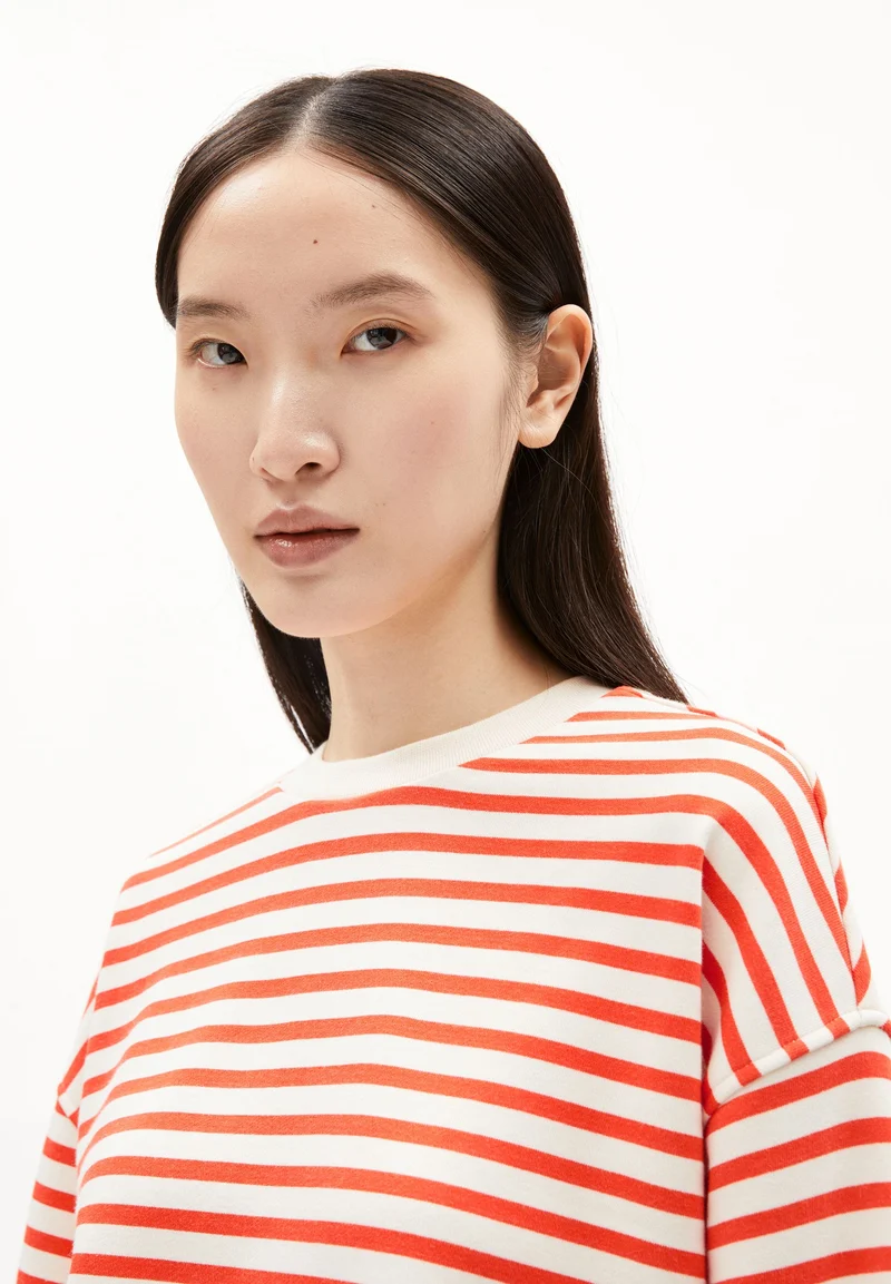 FRANKAA MAARLEN GESTREIFTES SWEATSHIRT | poppy red-undyed