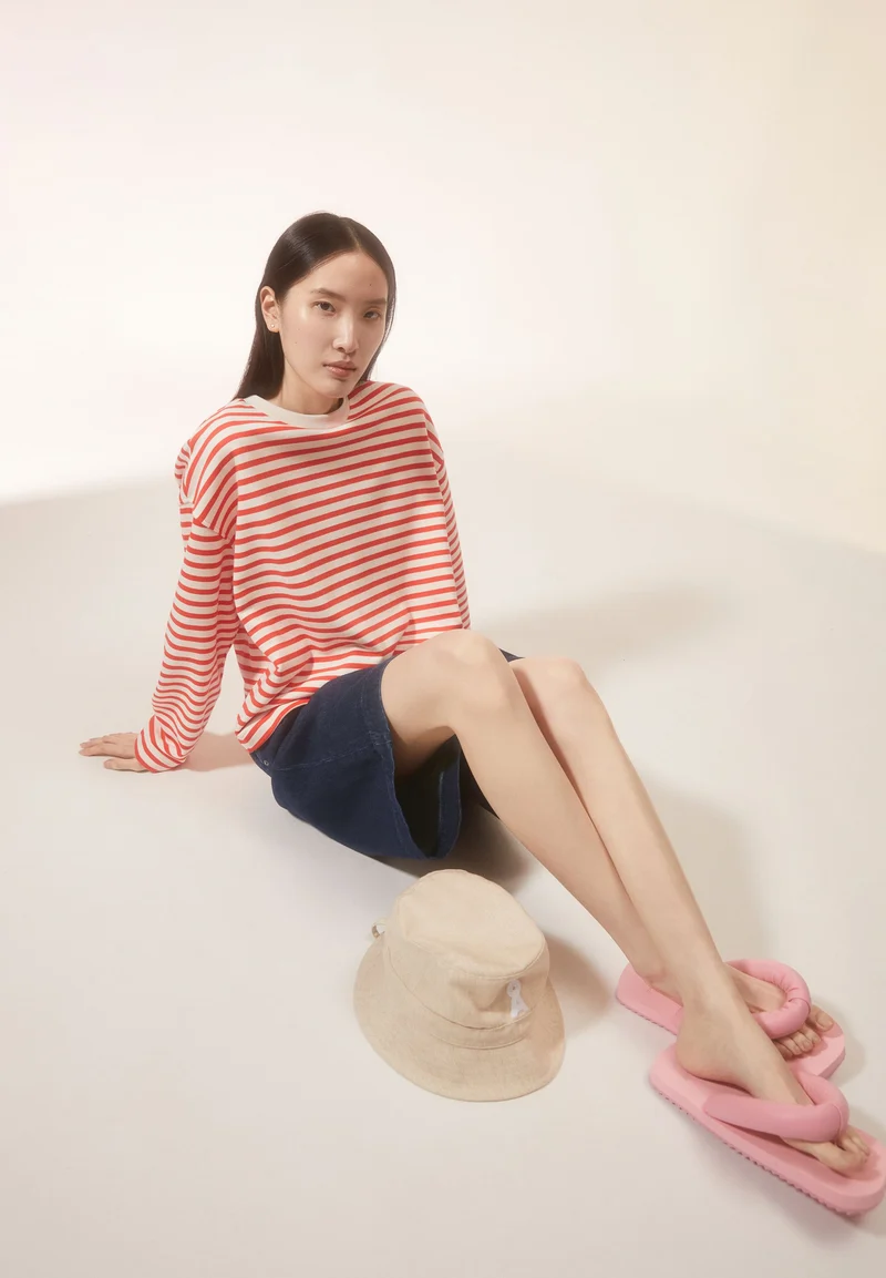 FRANKAA MAARLEN GESTREIFTES SWEATSHIRT | poppy red-undyed