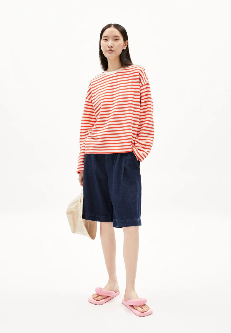 FRANKAA MAARLEN GESTREIFTES SWEATSHIRT | poppy red-undyed