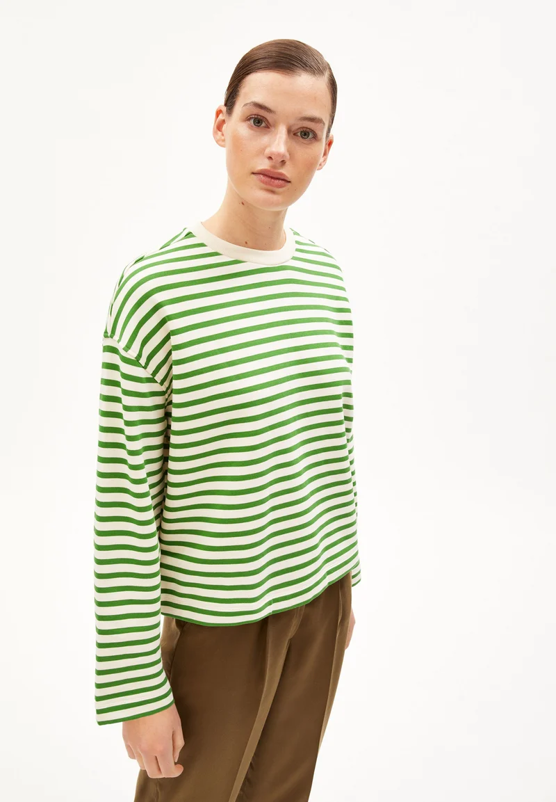 FRANKAA MAARLEN GESTREIFTES SWEATSHIRT | undyed-ivy green